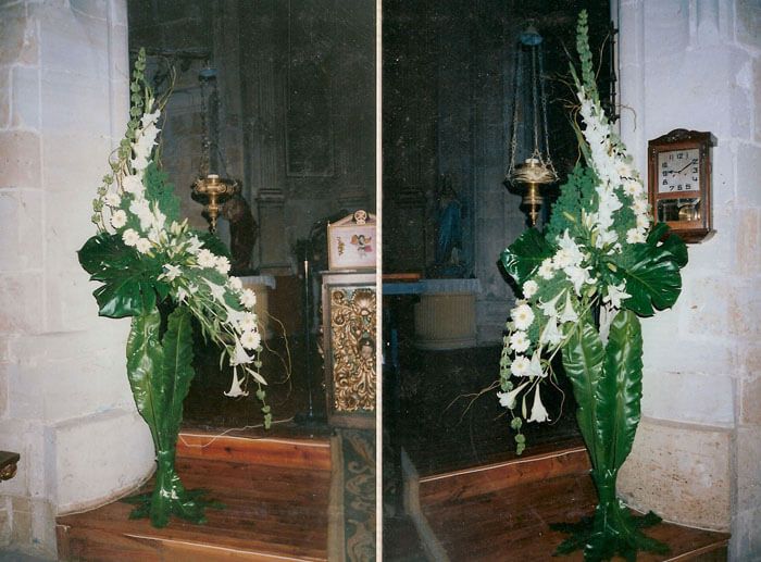 Centros de flores en espiral para boda