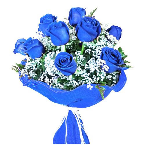 ramo de docena de rosas azules